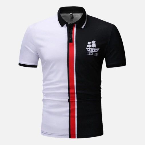 Men Muscle Fit Color Block Golf Shirt