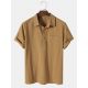 Mens 100% Cotton Basic Solid Color Lapel Short Sleeve Golf Shirt