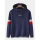 Mens Letter Embroidery Knitted Long Sleeve Hooded Sweaters